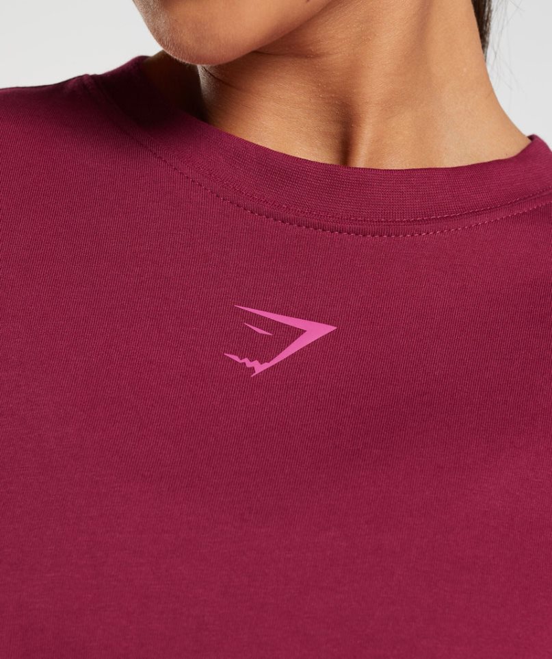 Women's Gymshark Fraction Oversized T-Shirts Fuchsia | NZ 6AXMZG